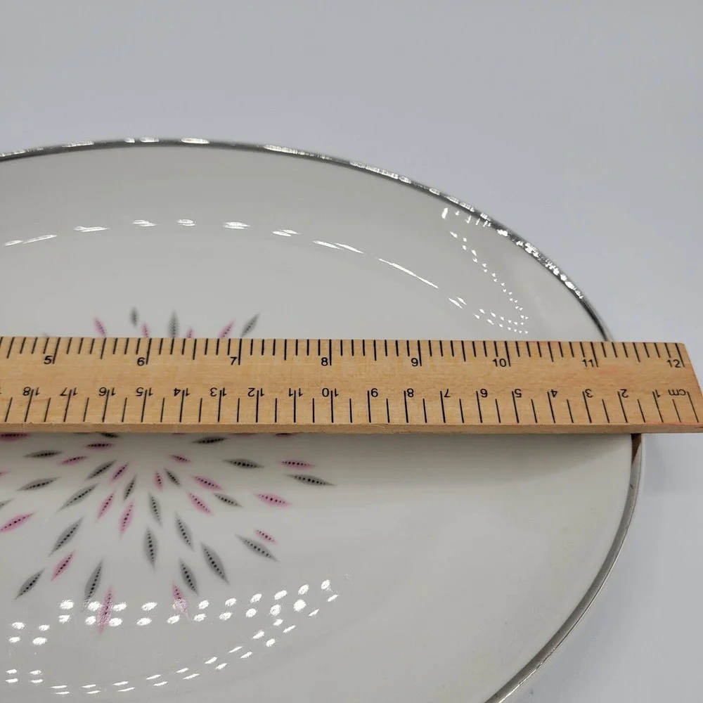 Parisienne By Royal Jackson Oval  Vintage Pink Gray Serving Platter Mcm 11